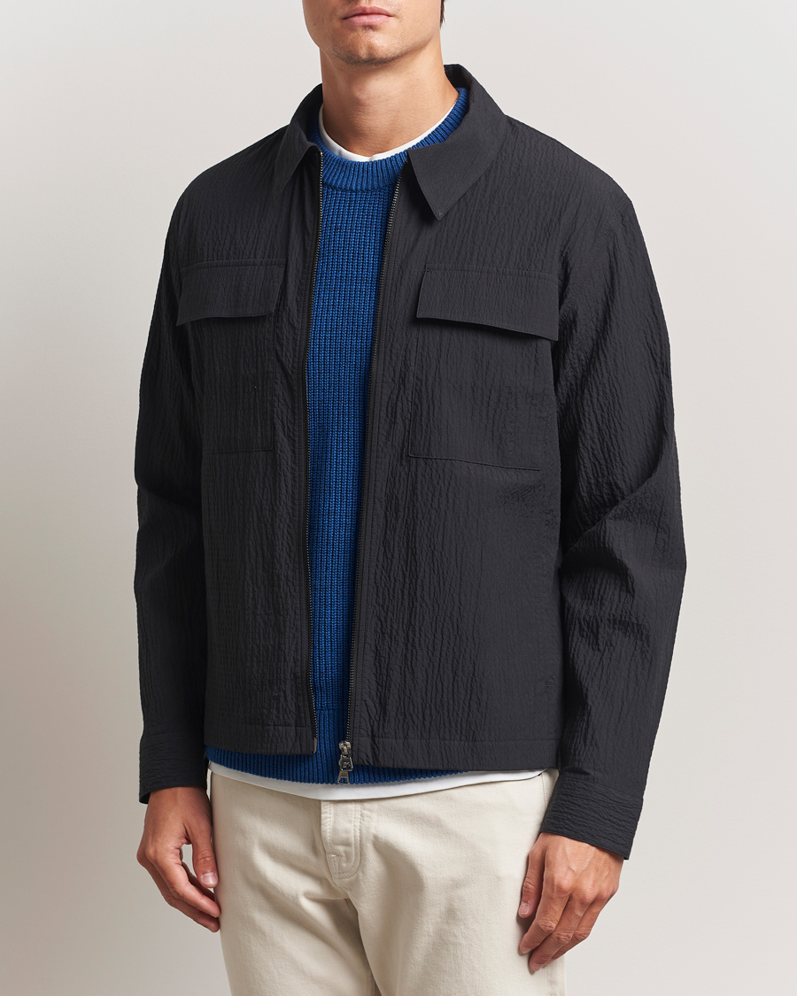 NN07 Alban Seersucker Shirt Jacket Black at CareOfCarl.com