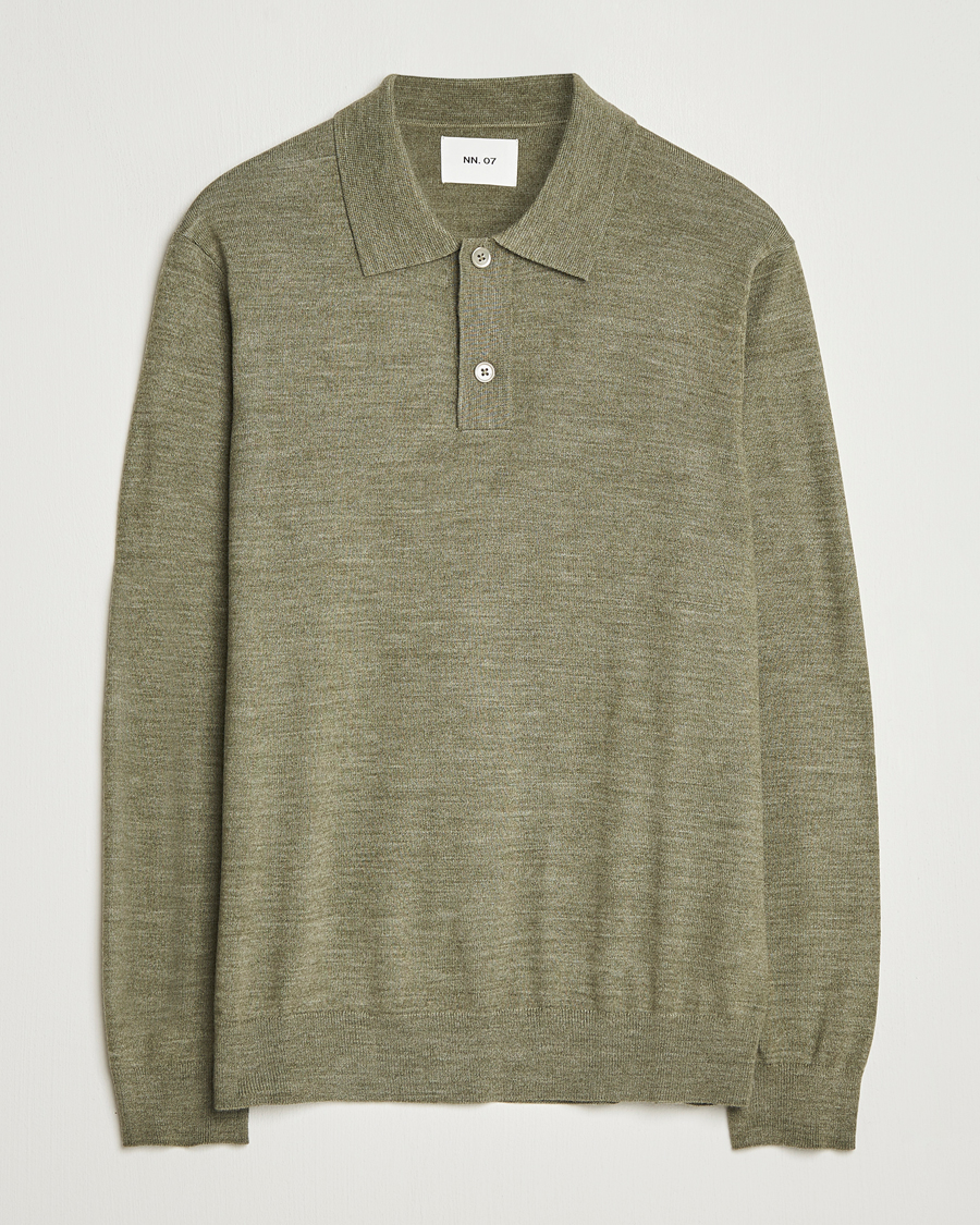 Men | Sweaters & Knitwear | NN07 | Serge Wool Knitted Polo Capers Green