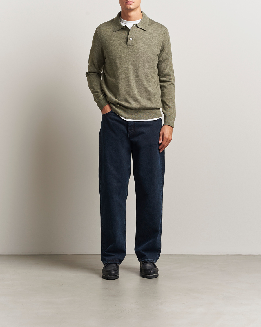 Men | Sweaters & Knitwear | NN07 | Serge Wool Knitted Polo Capers Green