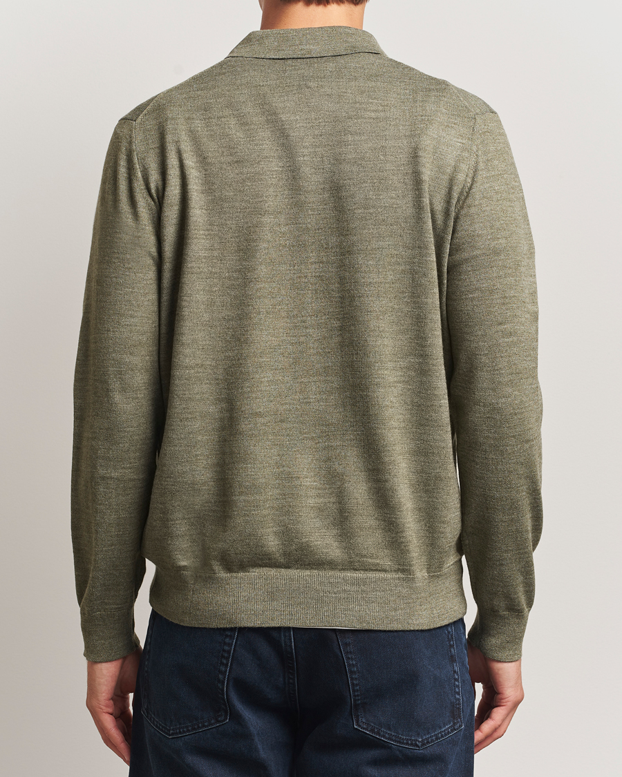 Men | Sweaters & Knitwear | NN07 | Serge Wool Knitted Polo Capers Green