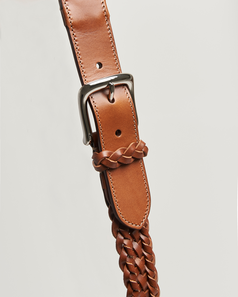 Men | Belts | Ralph Lauren Purple Label | Braided Belt Dark Brown