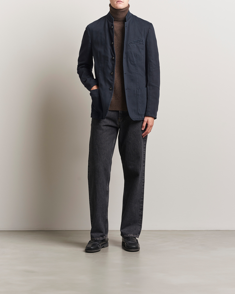 Massimo Alba Gstaad Bull Cotton Jacket Navy at CareOfCarl.com