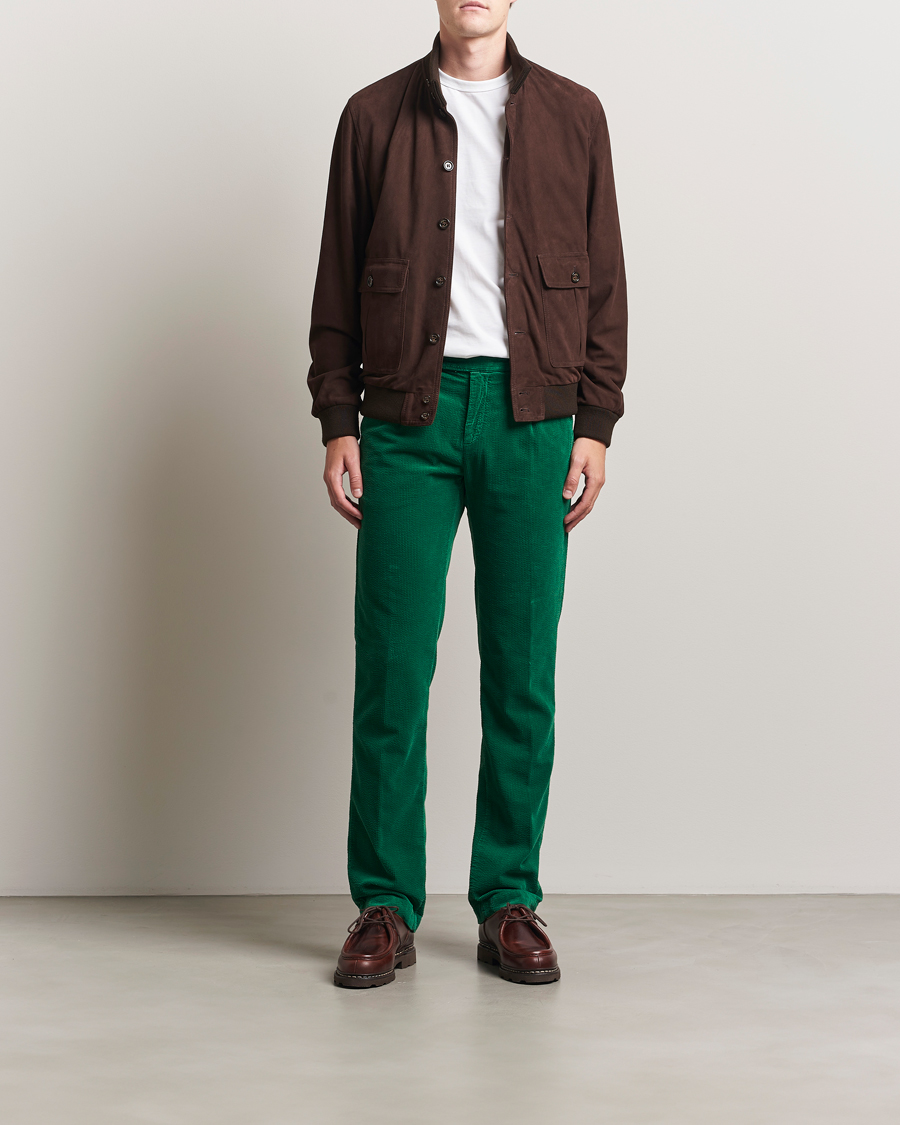 Men | Trousers | Massimo Alba | Ionio Pleated Corduroy Pants Green