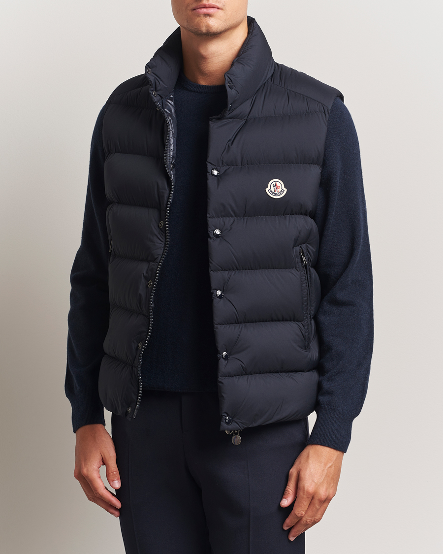 Moncler Tibb Matte Down Vest Navy at CareOfCarl.com