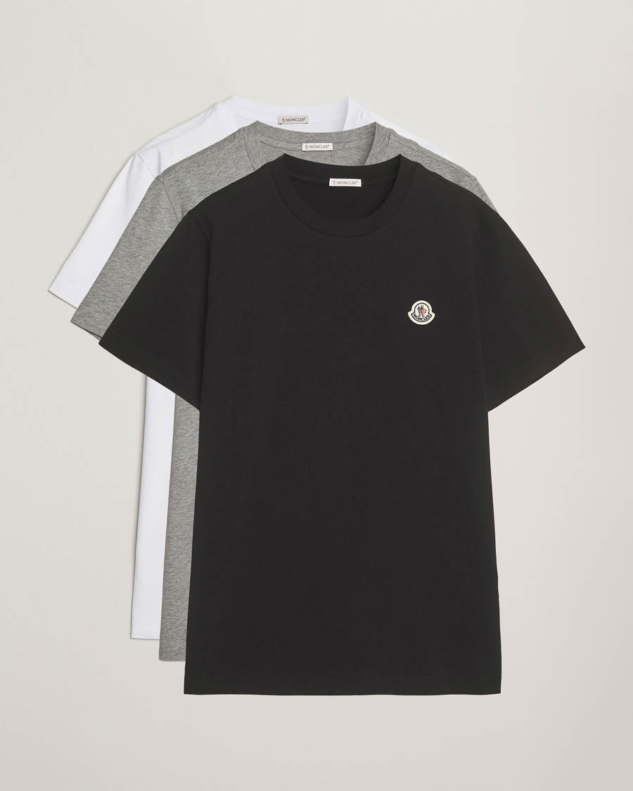 Men | T-Shirts | Moncler | 3-Pack Logo T-Shirt Grey/White/Black