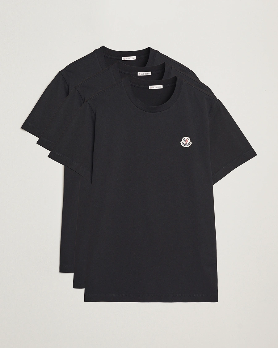 Men | T-Shirts | Moncler | 3-Pack Logo T-Shirt Black