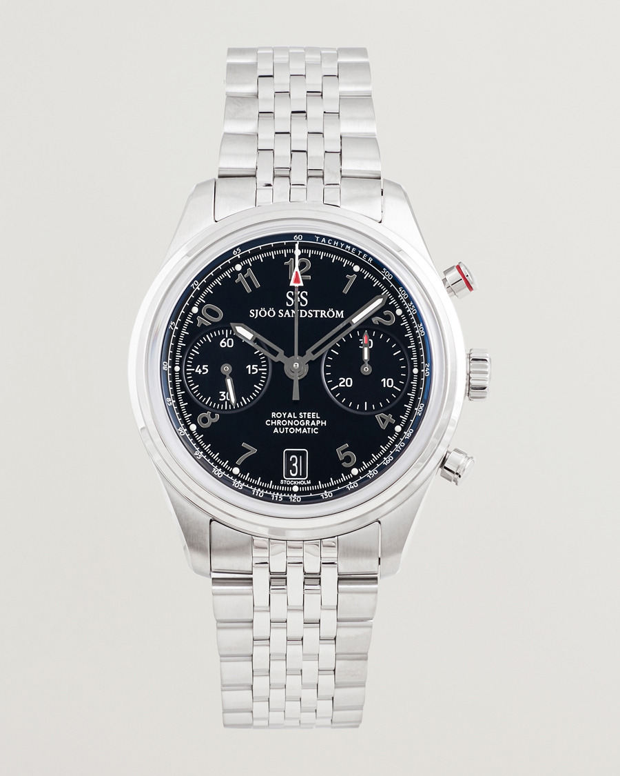 Men | Sjöö Sandström Royal Steel Chronograph 40mm Black Dial | Sjöö Sandström | Royal Steel Chronograph 40mm Black Dial