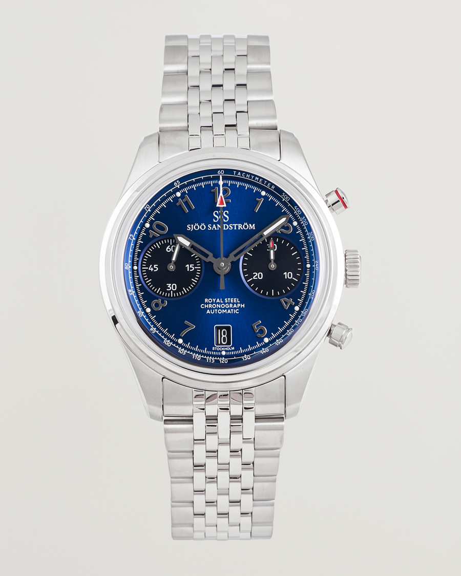 Men | Sjöö Sandström Royal Steel Chronograph 40mm Blue Dial | Sjöö Sandström | Royal Steel Chronograph 40mm Blue Dial