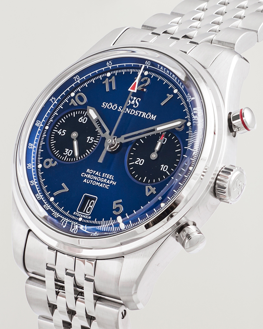 Men | Sjöö Sandström Royal Steel Chronograph 40mm Blue Dial | Sjöö Sandström | Royal Steel Chronograph 40mm Blue Dial