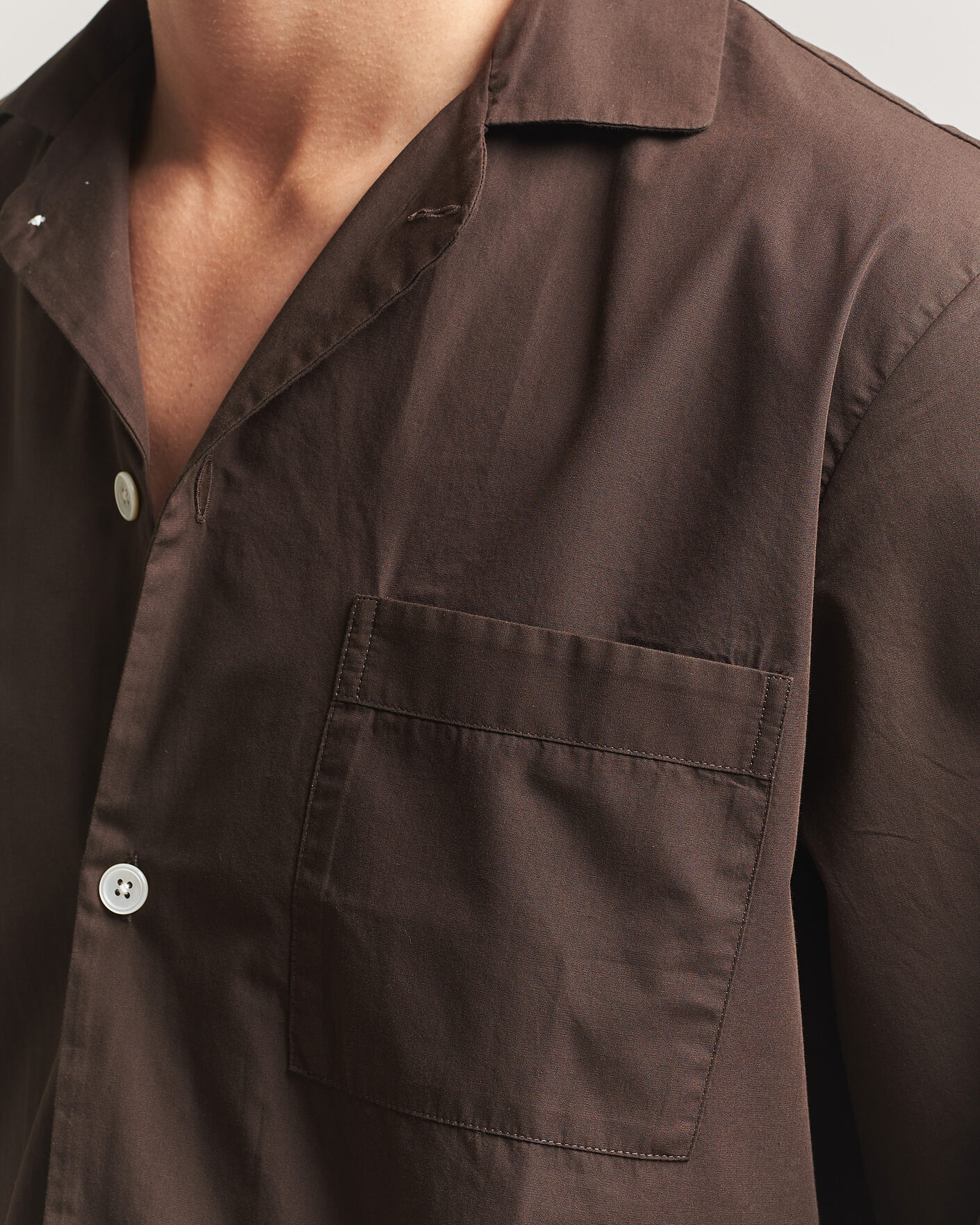 Men | Pyjamas & Robes | Tekla | Poplin Pyjama Shirt Coffee