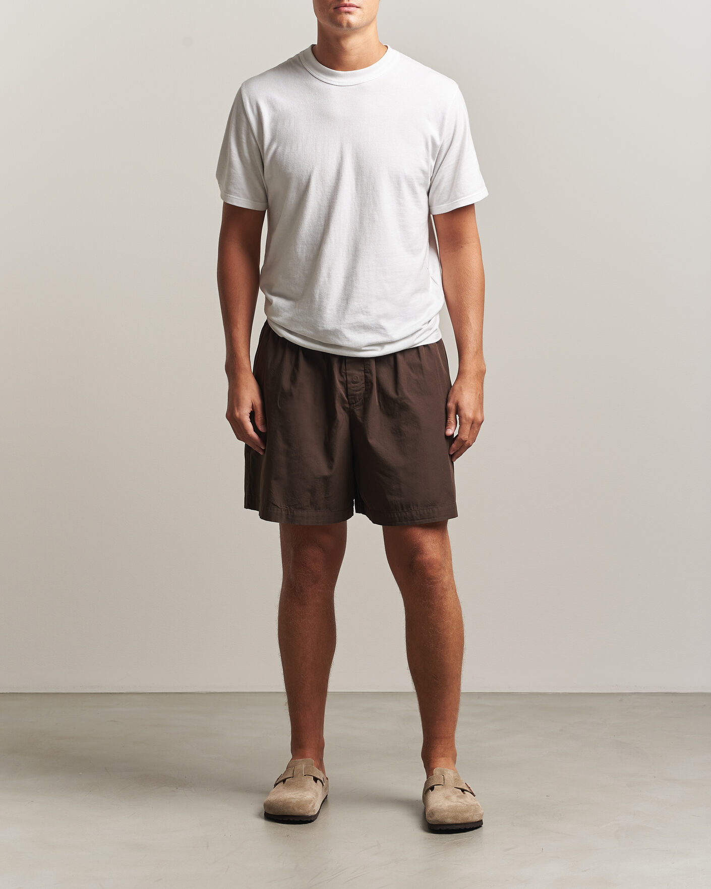 Men | Pyjamas & Robes | Tekla | Poplin Pyjama Shorts Coffee