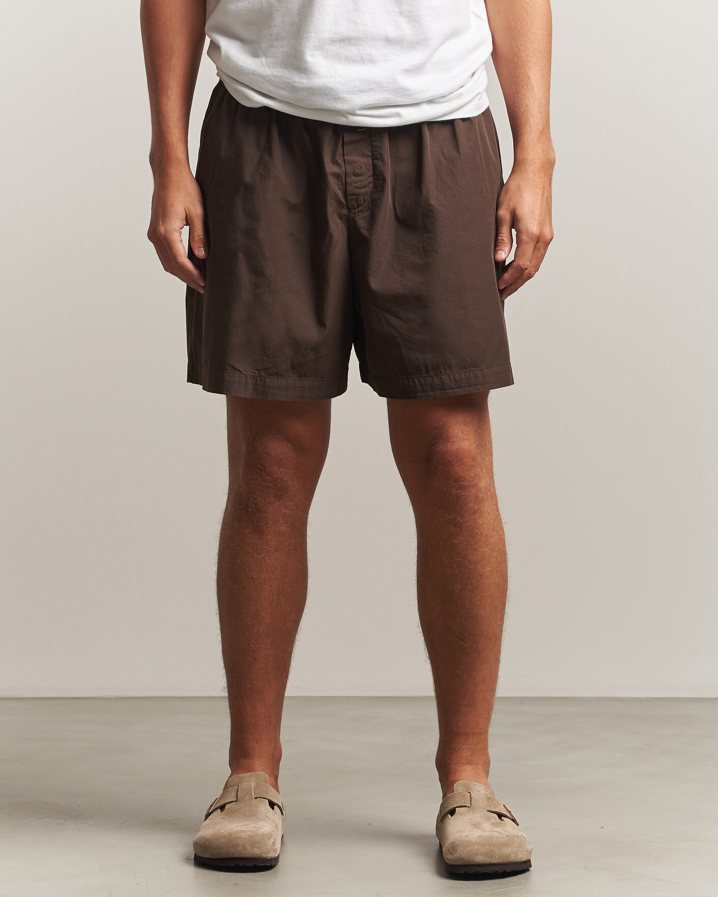 Men | Pyjamas & Robes | Tekla | Poplin Pyjama Shorts Coffee