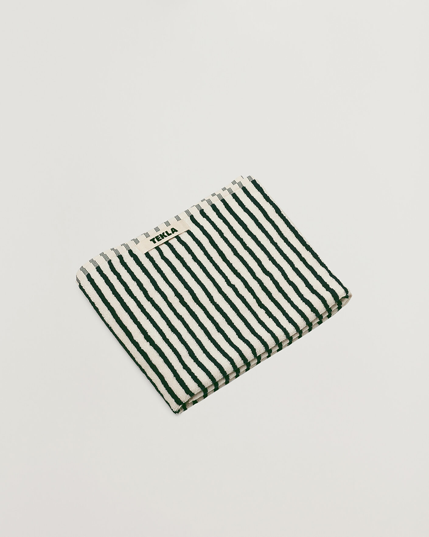 Men |  | Tekla | Organic Terry Hand Towel Racing Green Stripes