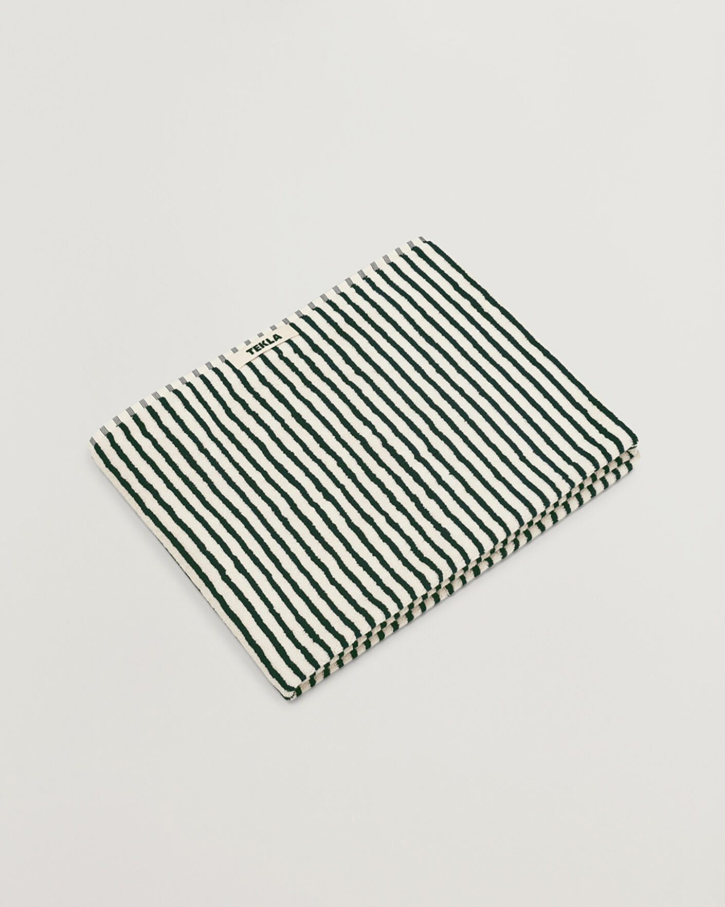 Men | Fabrics | Tekla | Organic Terry Bath Towel Racing Green Stripes