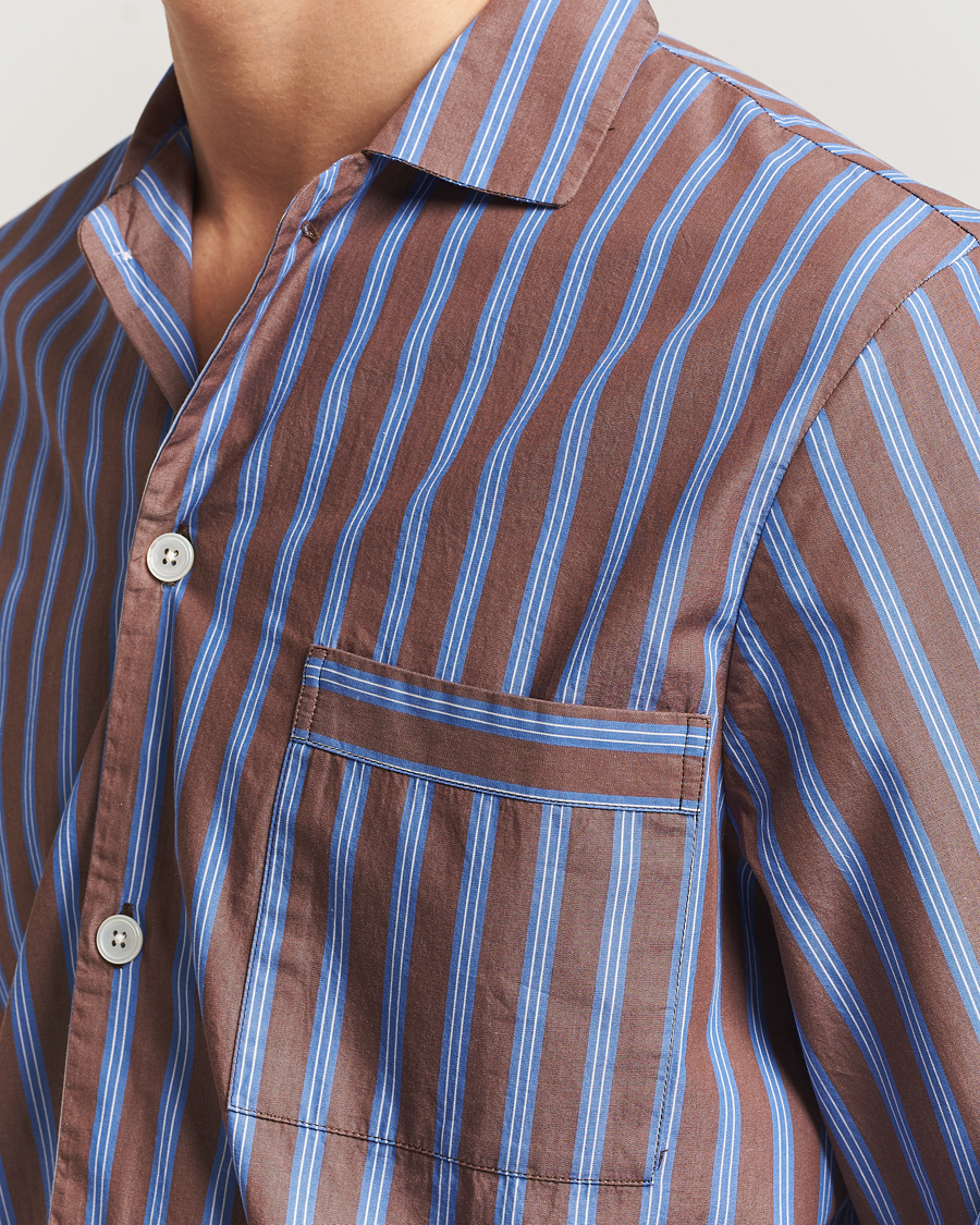 Men | Pyjamas & Robes | Tekla | Poplin Pyjama Shirt Chestnut Stripes