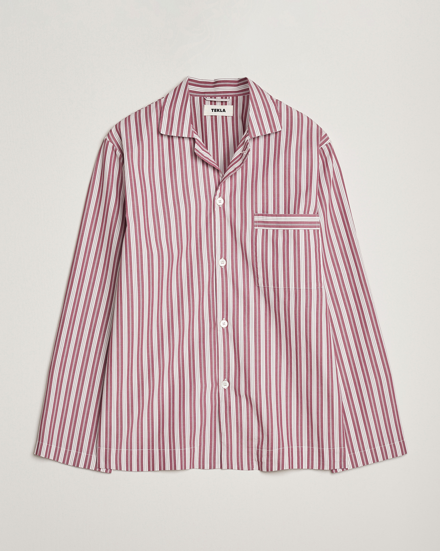 Men | Pyjamas & Robes | Tekla | Poplin Pyjama Shirt Rhubarb Stripes