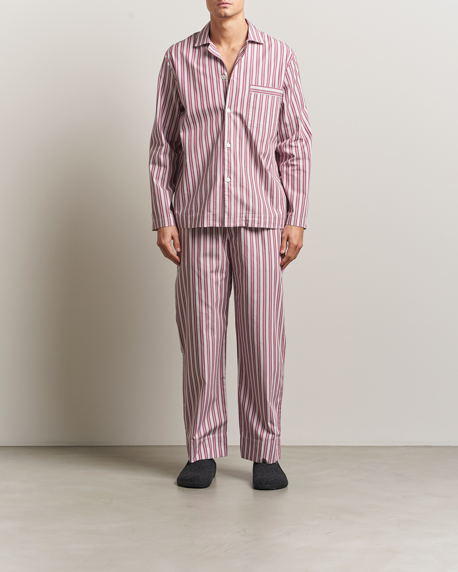 Men | Pyjamas & Robes | Tekla | Poplin Pyjama Shirt Rhubarb Stripes