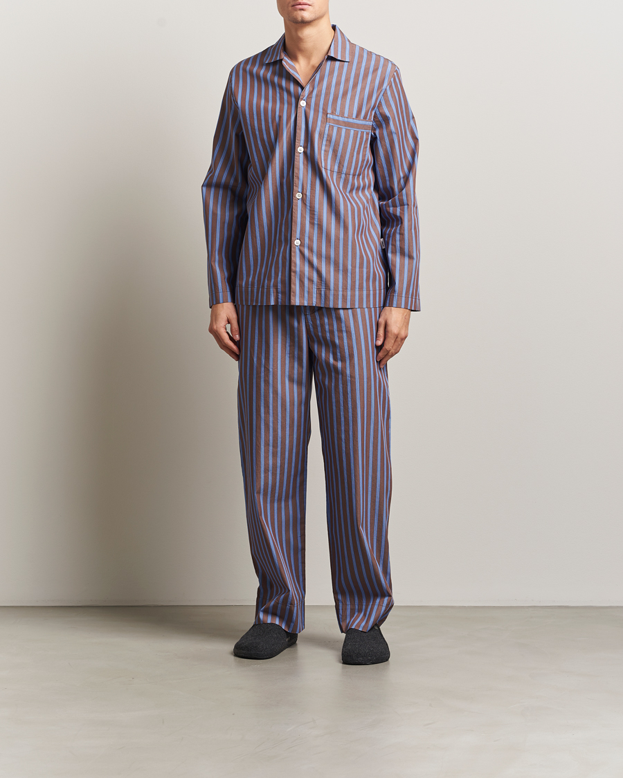 Men | Pyjamas & Robes | Tekla | Poplin Pyjama Pants Chestnut Stripes