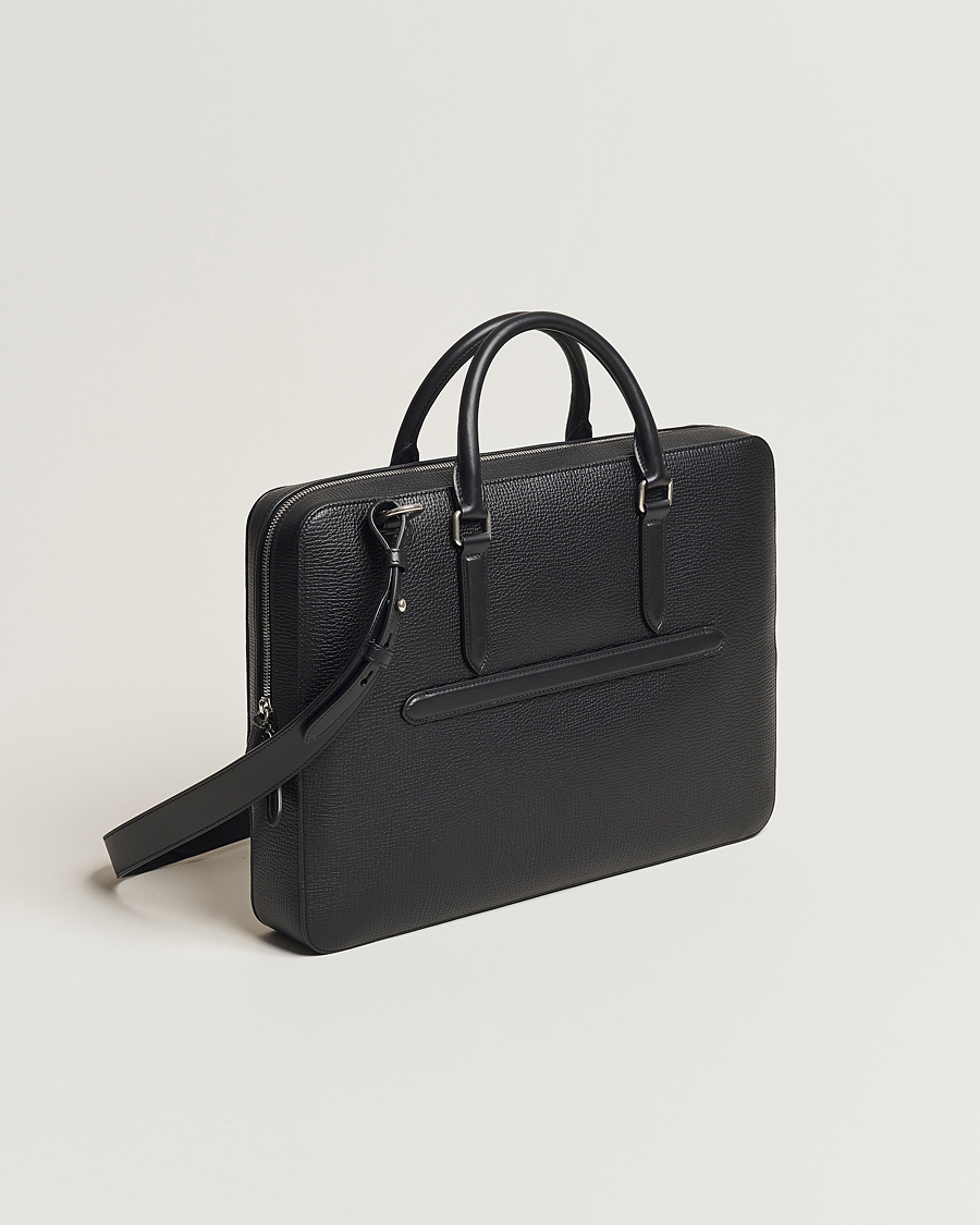 Men | Smythson Ludlow Slim Briefcase With Zip Front Black | Smythson | Ludlow Slim Briefcase With Zip Front Black