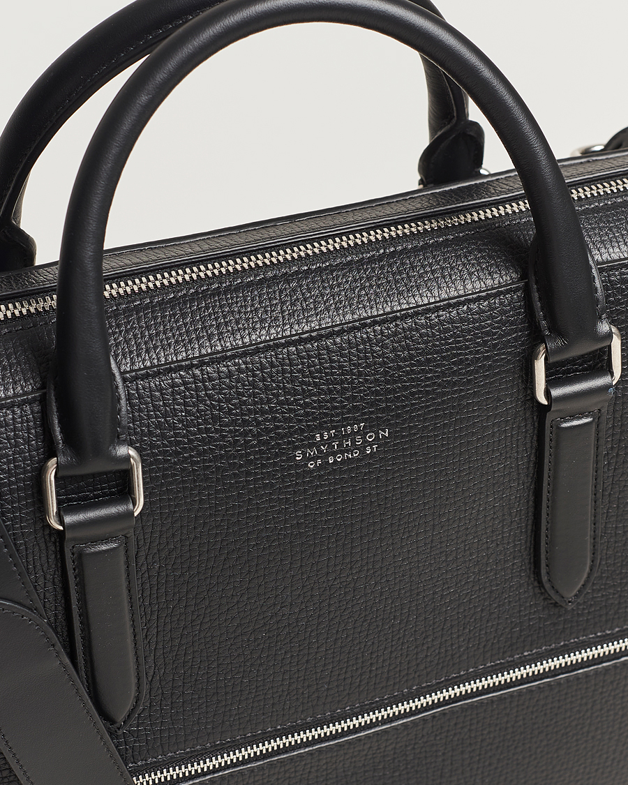 Men | Smythson Ludlow Slim Briefcase With Zip Front Black | Smythson | Ludlow Slim Briefcase With Zip Front Black