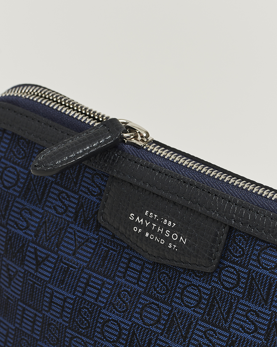 Men | Smythson Canvas Stamp Travel Pouch Navy | Smythson | Canvas Stamp Travel Pouch Navy