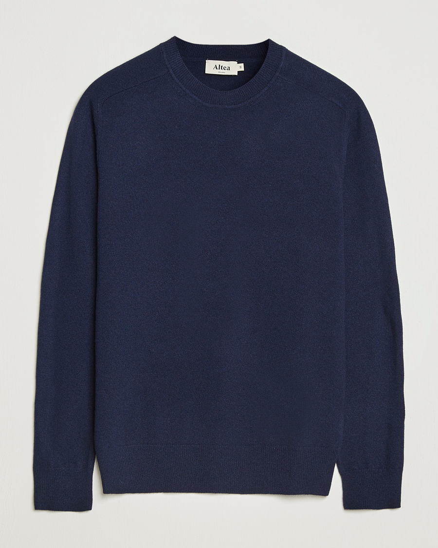 Men | Sweaters & Knitwear | Altea | Wool/Cashmere Crew Neck Pullover Navy