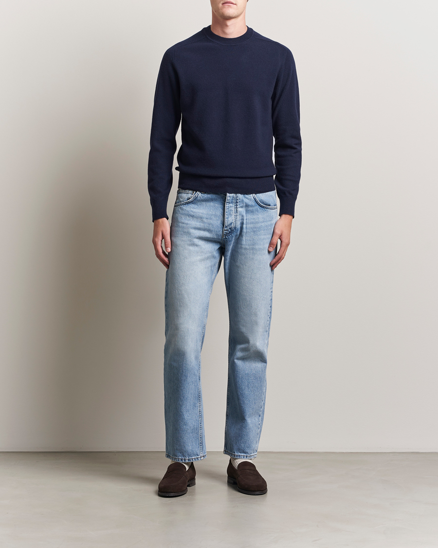 Men | Sweaters & Knitwear | Altea | Wool/Cashmere Crew Neck Pullover Navy