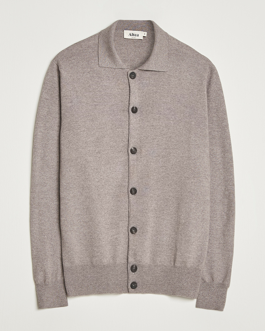 Men | Sweaters & Knitwear | Altea | Merino Wool Cardigan Taupe