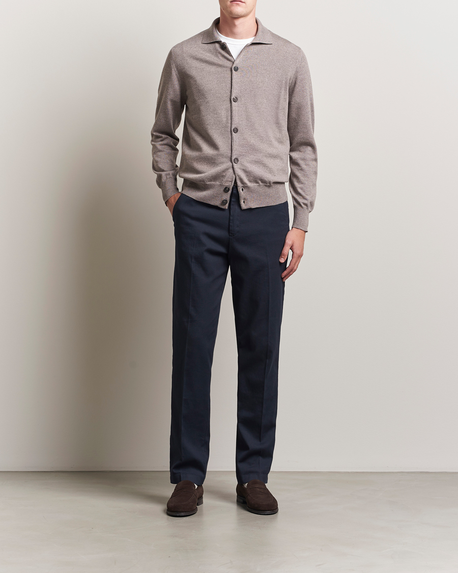 Men | Sweaters & Knitwear | Altea | Merino Wool Cardigan Taupe