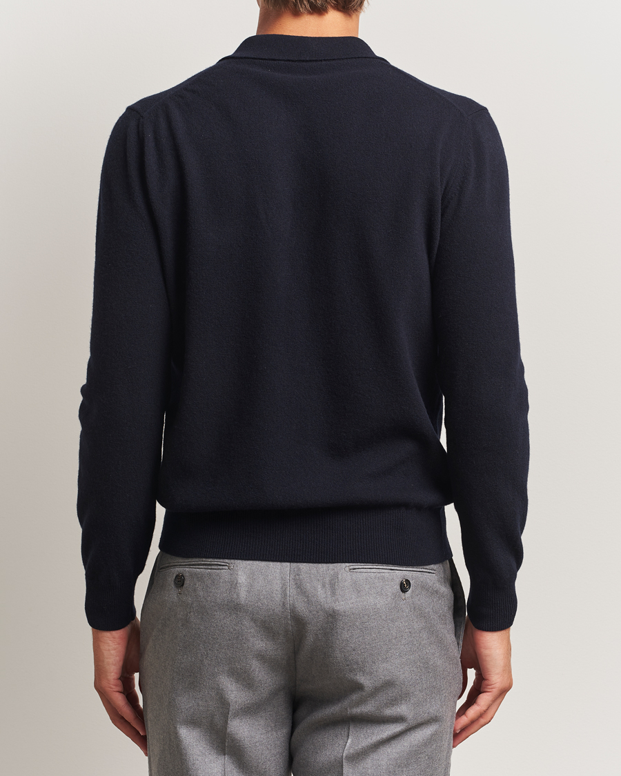 Men | Sweaters & Knitwear | Altea | Knitted Long Sleeve Polo Navy