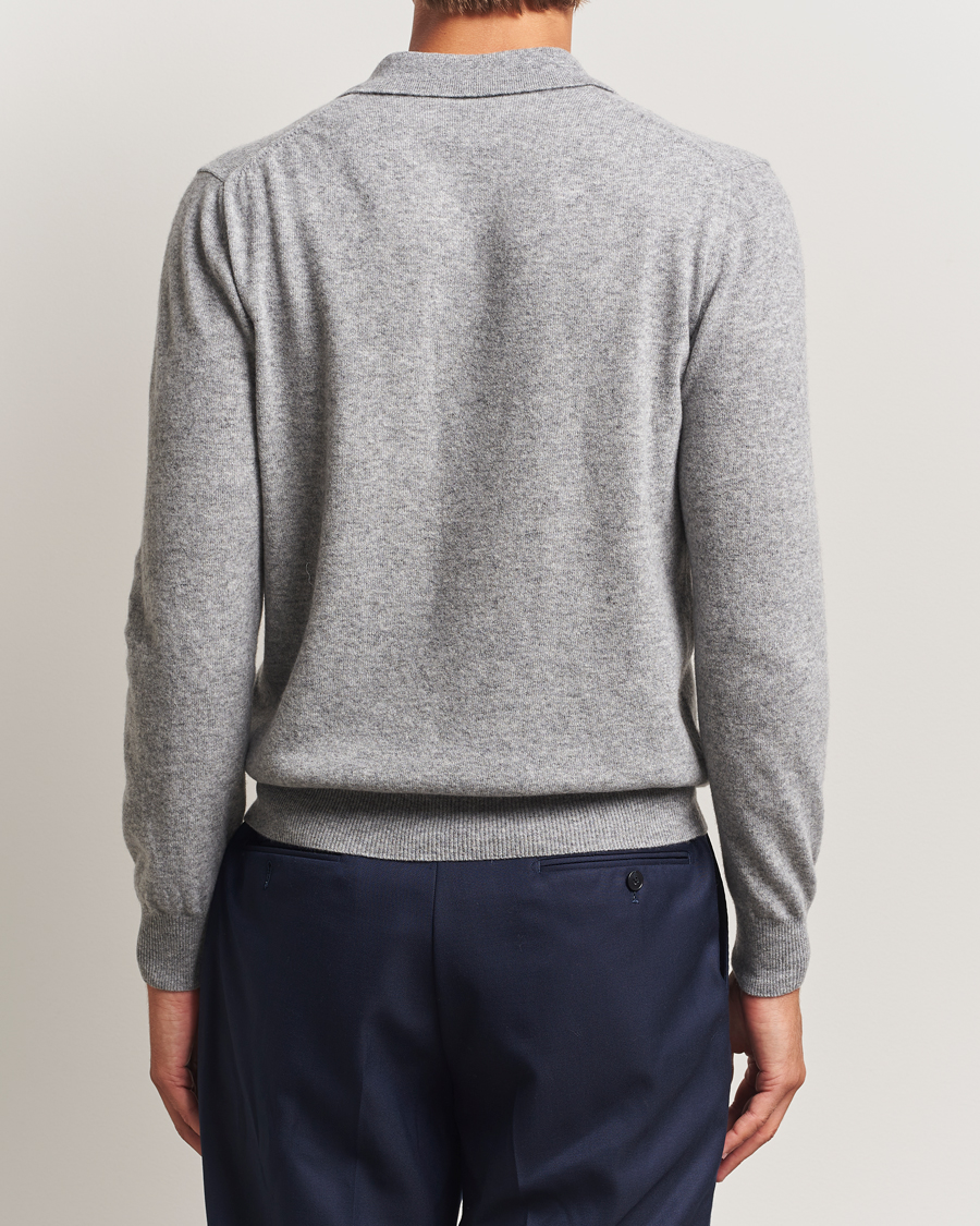 Men | Sweaters & Knitwear | Altea | Knitted Long Sleeve Polo Grey Melange