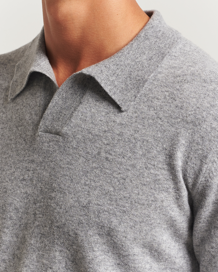 Men | Sweaters & Knitwear | Altea | Knitted Long Sleeve Polo Grey Melange