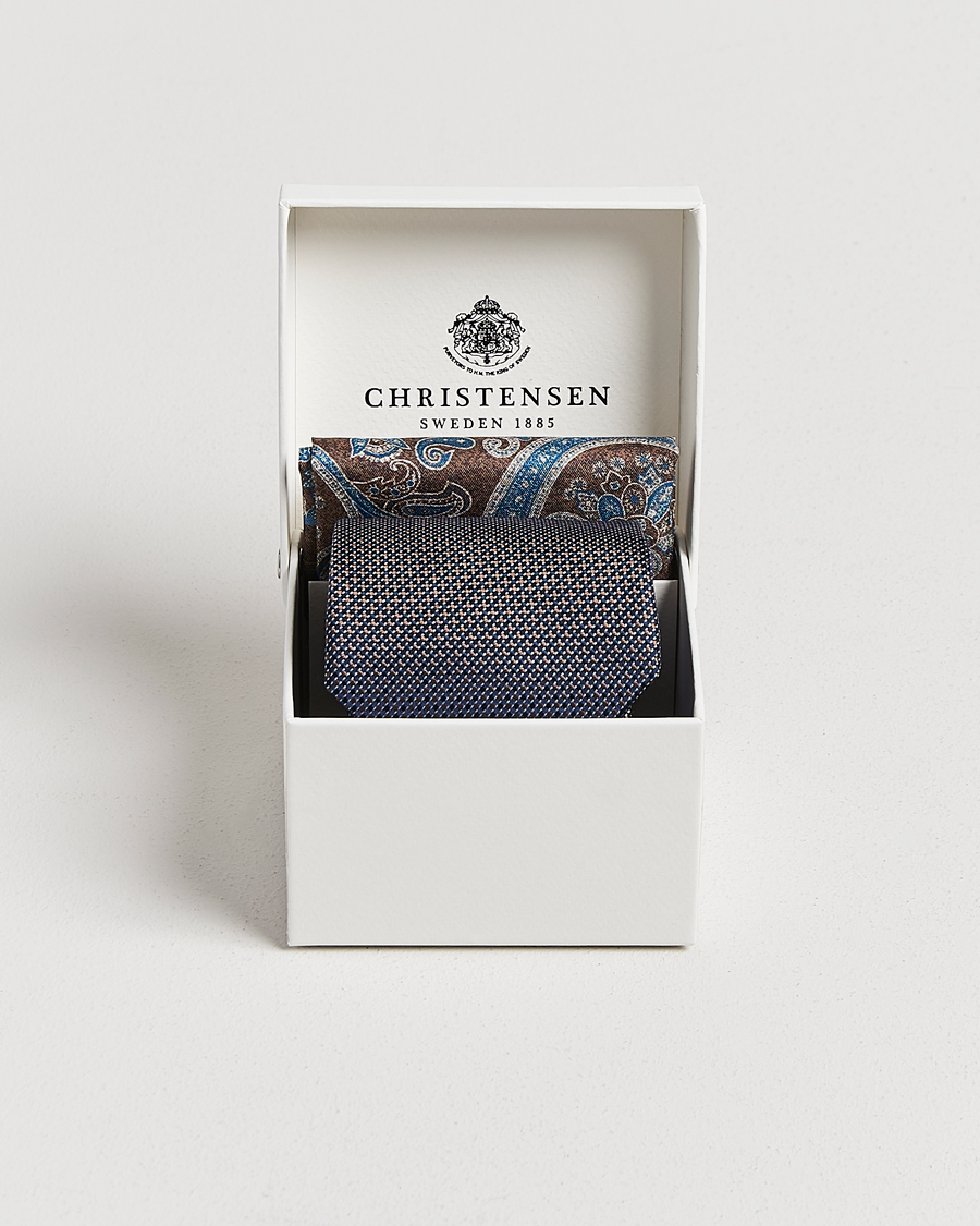 Men | Ties | Amanda Christensen | Box Set Silk 8 cm Tie And Pocket Square Brown