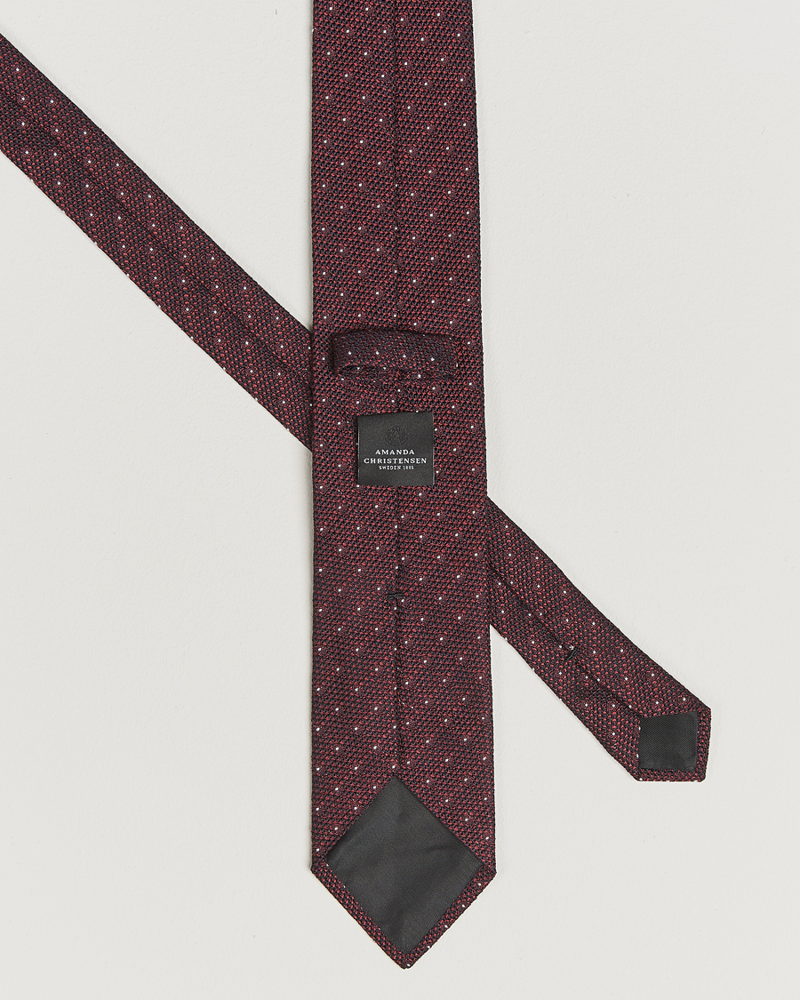 Men | Amanda Christensen Silk Grenadine Dot 8cm Tie Wine | Amanda Christensen | Silk Grenadine Dot 8cm Tie Wine