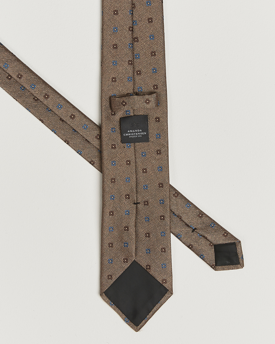 Men | Ties | Amanda Christensen | Silk Bouclé Flower 8cm Tie Beige