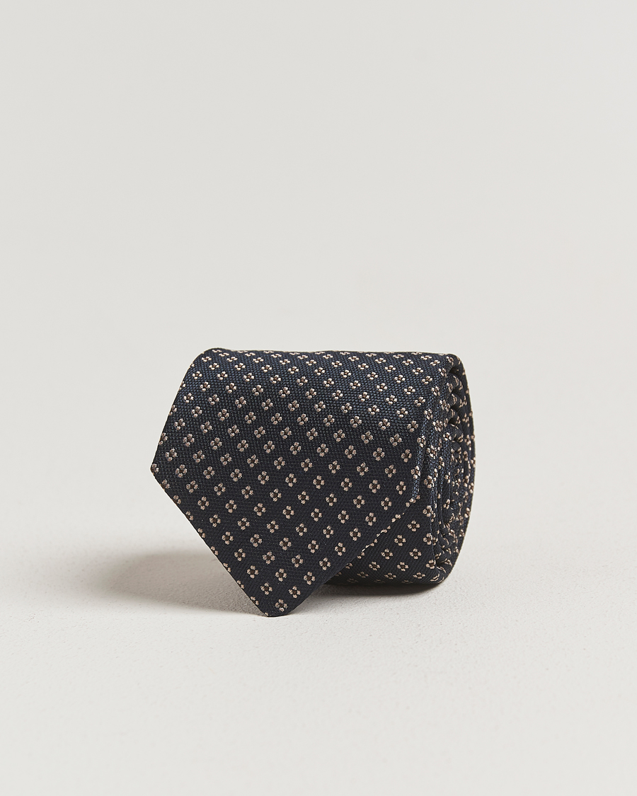 Men | Amanda Christensen Silk Flower 8cm Tie Navy | Amanda Christensen | Silk Flower 8cm Tie Navy
