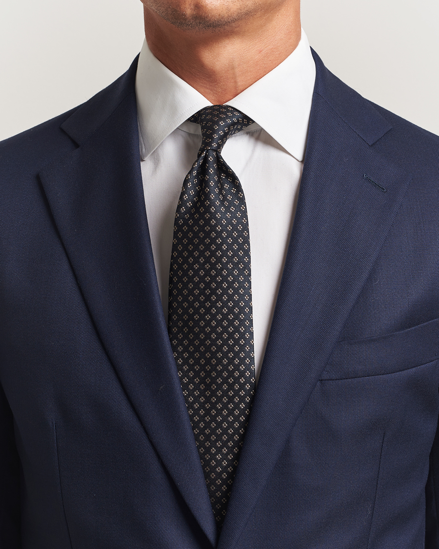 Men | Amanda Christensen Silk Flower 8cm Tie Navy | Amanda Christensen | Silk Flower 8cm Tie Navy