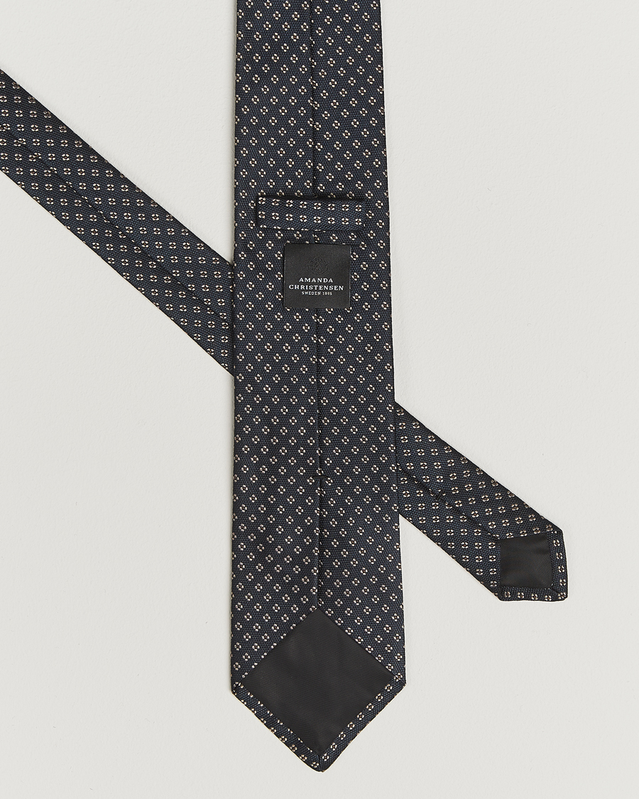 Men | Amanda Christensen Silk Flower 8cm Tie Navy | Amanda Christensen | Silk Flower 8cm Tie Navy