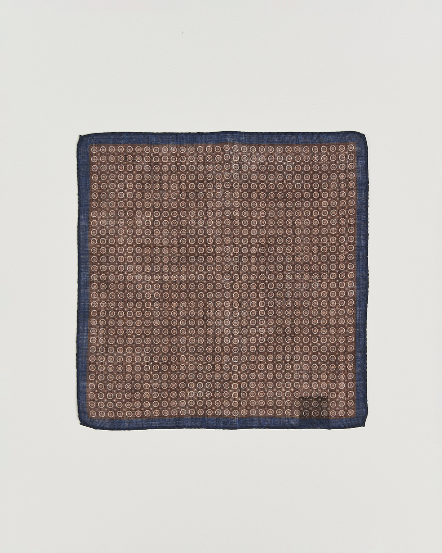 Men | Pocket Squares | Amanda Christensen | Wool Printed Medallion Pocket Square Brown