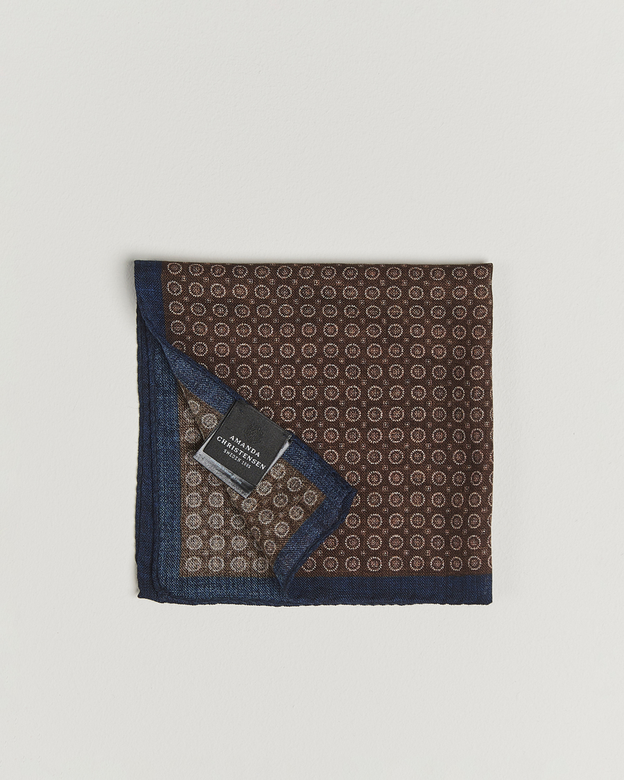 Men | Pocket Squares | Amanda Christensen | Wool Printed Medallion Pocket Square Brown