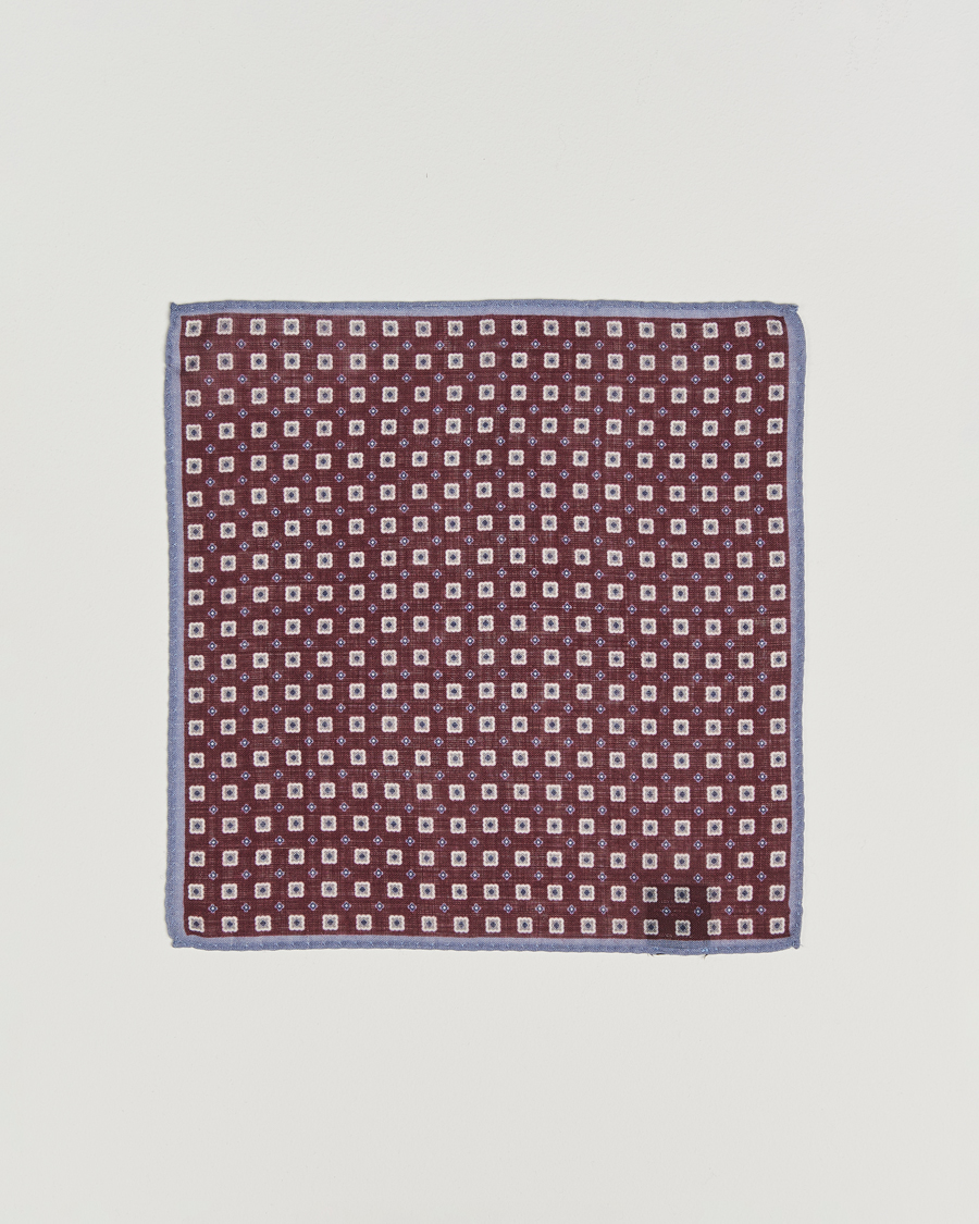 Men | Pocket Squares | Amanda Christensen | Wool Printed Flower Pocket Square Wine