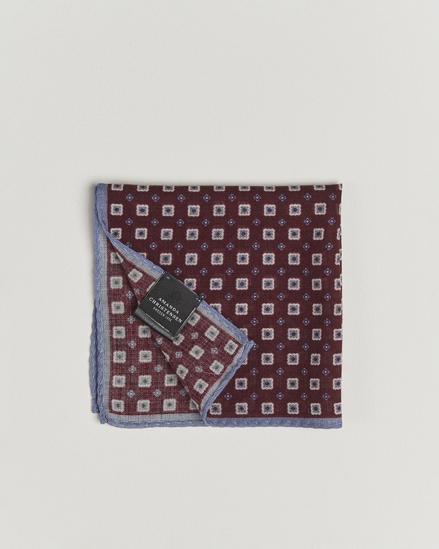 Men | Pocket Squares | Amanda Christensen | Wool Printed Flower Pocket Square Wine