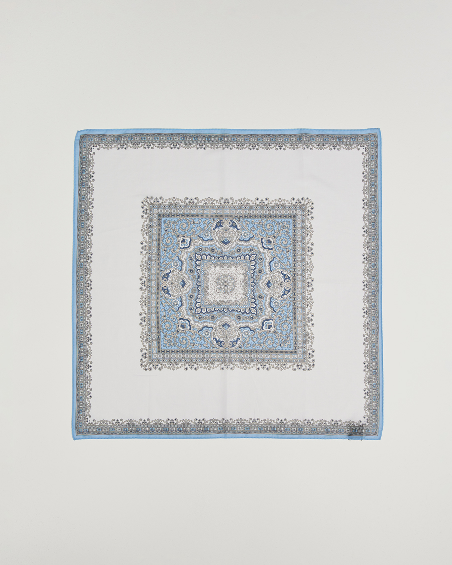 Men | Dress Scarves | Amanda Christensen | Cotton Voilé Printed Paisley Bandana Cream