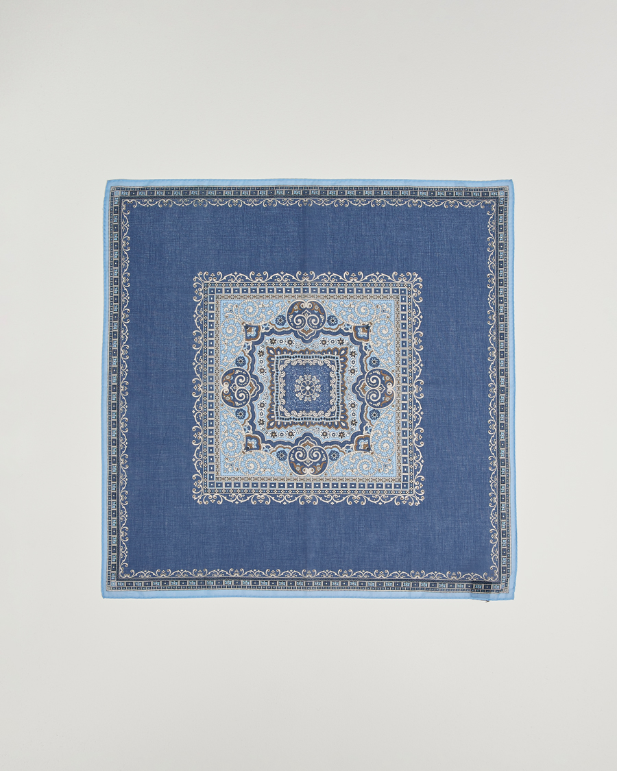 Men | Dress Scarves | Amanda Christensen | Cotton Voilé Printed Paisley Bandana Navy