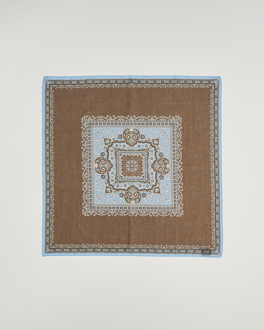 Men | Dress Scarves | Amanda Christensen | Cotton Voilé Printed Paisley Bandana Brown