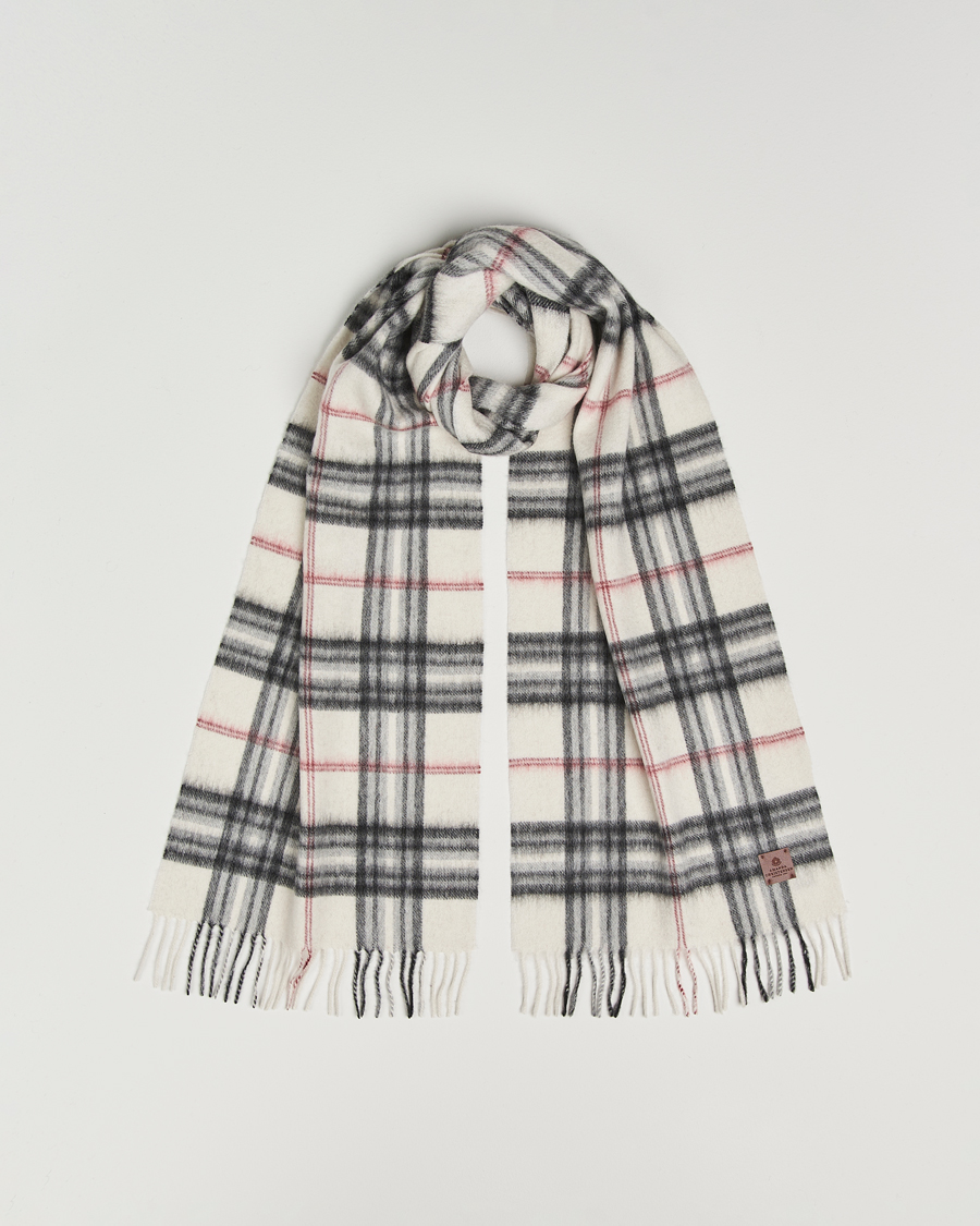 Men | Scarves | Amanda Christensen | Wool Check Scarf Cream