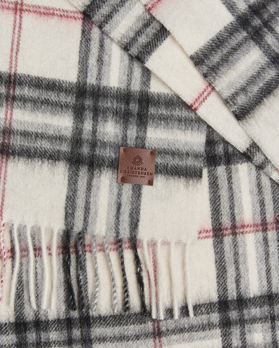 Men | Scarves | Amanda Christensen | Wool Check Scarf Cream