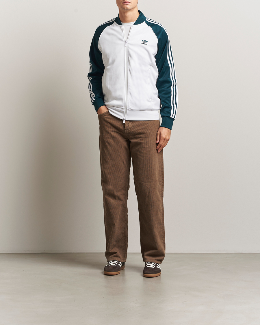 adidas Originals Classic Track Jacket White/Green at CareOfCarl.com