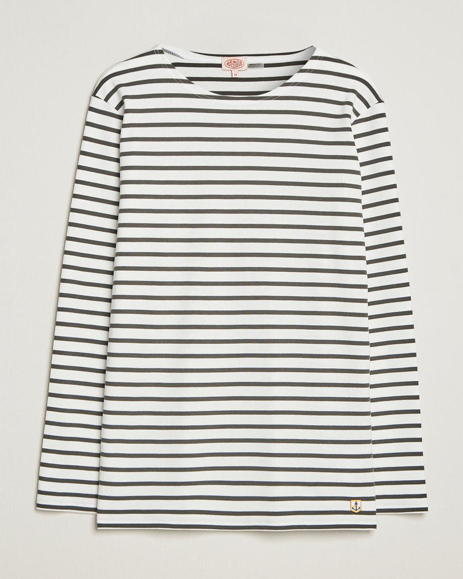 Men | T-Shirts | Armor-lux | Houat Héritage Stripe Long Sleeve T-Shirt Milk/Chiméra