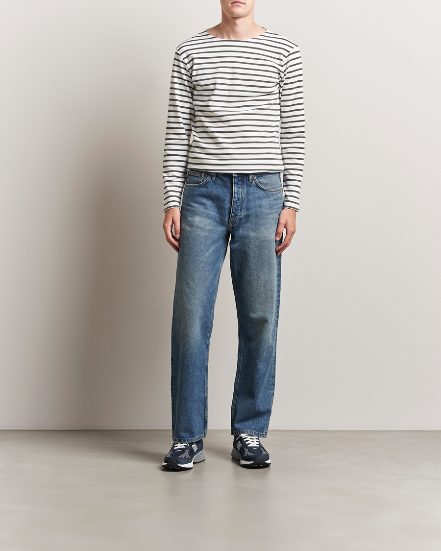 Men | T-Shirts | Armor-lux | Houat Héritage Stripe Long Sleeve T-Shirt Milk/Chiméra